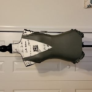 Cupshe NWT Grey plunging v-neck one piece bathing suit, Sz S